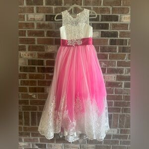 Elegant Pink and White Kids Dress